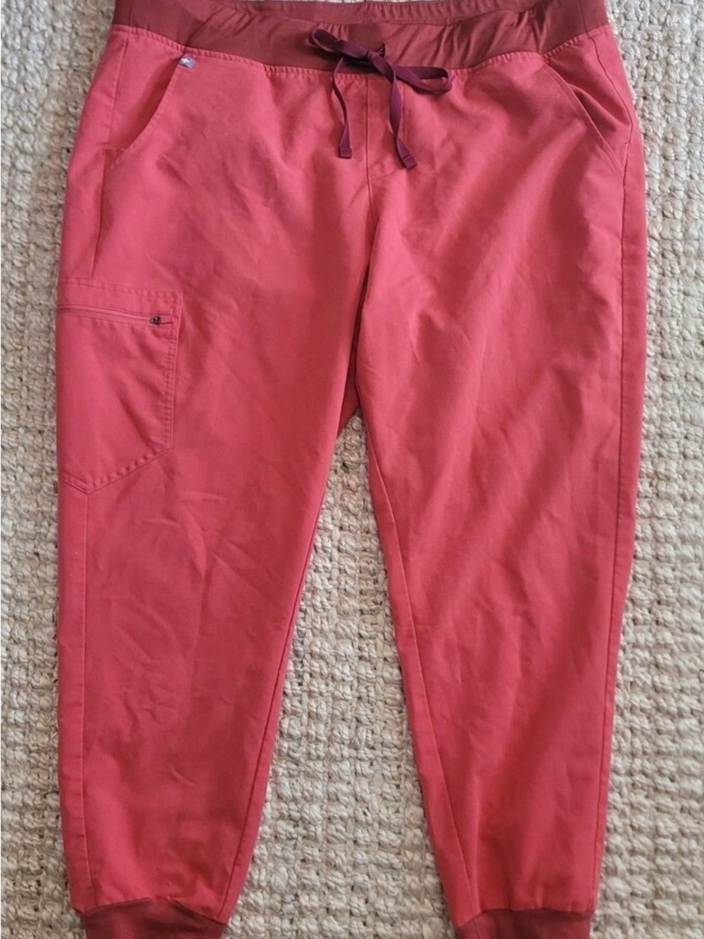 Figs Women’s Coral Red Jogger Pants with Drawstring